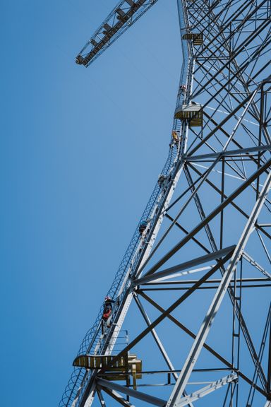 Climbers on Grimeton antenna