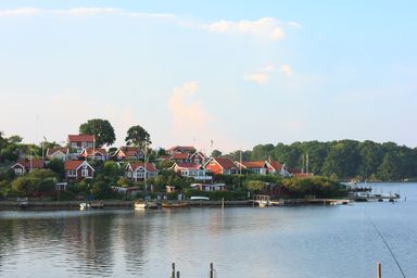 Houses by a river
